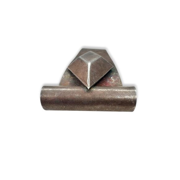 Kate Hines Geometric Modernist Sculptural Diamond Brooch Signed 29.89g - Picture 9 of 9